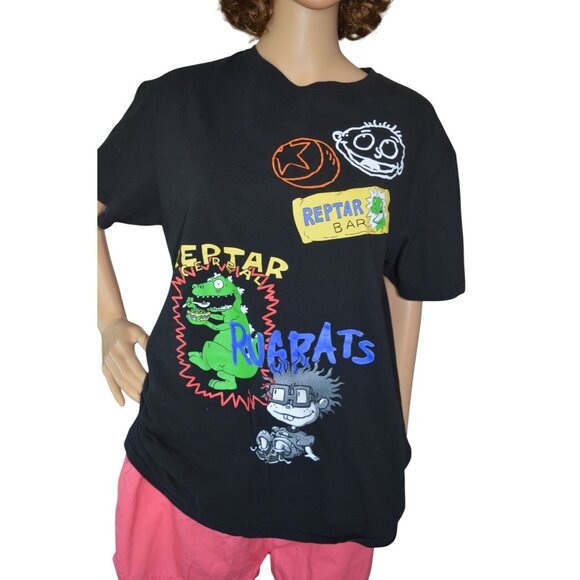 Nickelodeon Rugrats 1991 Black Cotton T Shirt Women's Large Kidcore Nostalgic - Picture 1 of 6